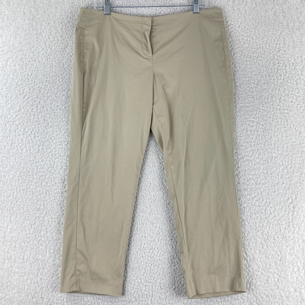 J. Jill Petites Beige Cropped Chino Pants Womens Mid-Rise Straight Leg‎ Size 14P